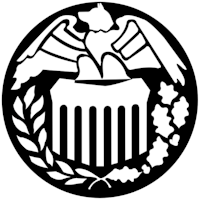 the federal reserve logo is shown on a black background